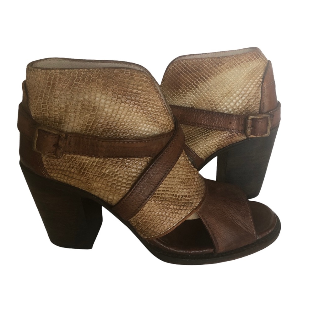 Freebird by Steven Rattle Distress Leather Strap Boots Sandals
